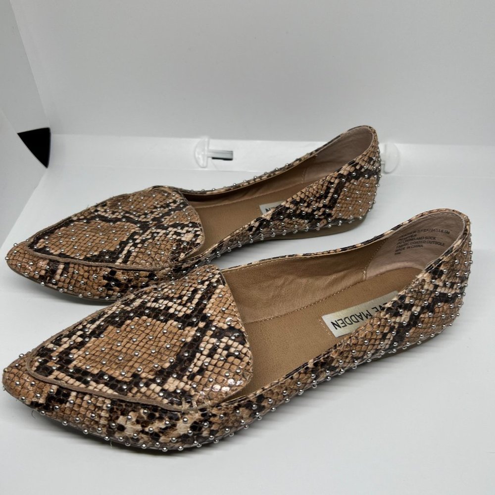 Steve Madden Python Print Beaded Loafers - Euc - image 5